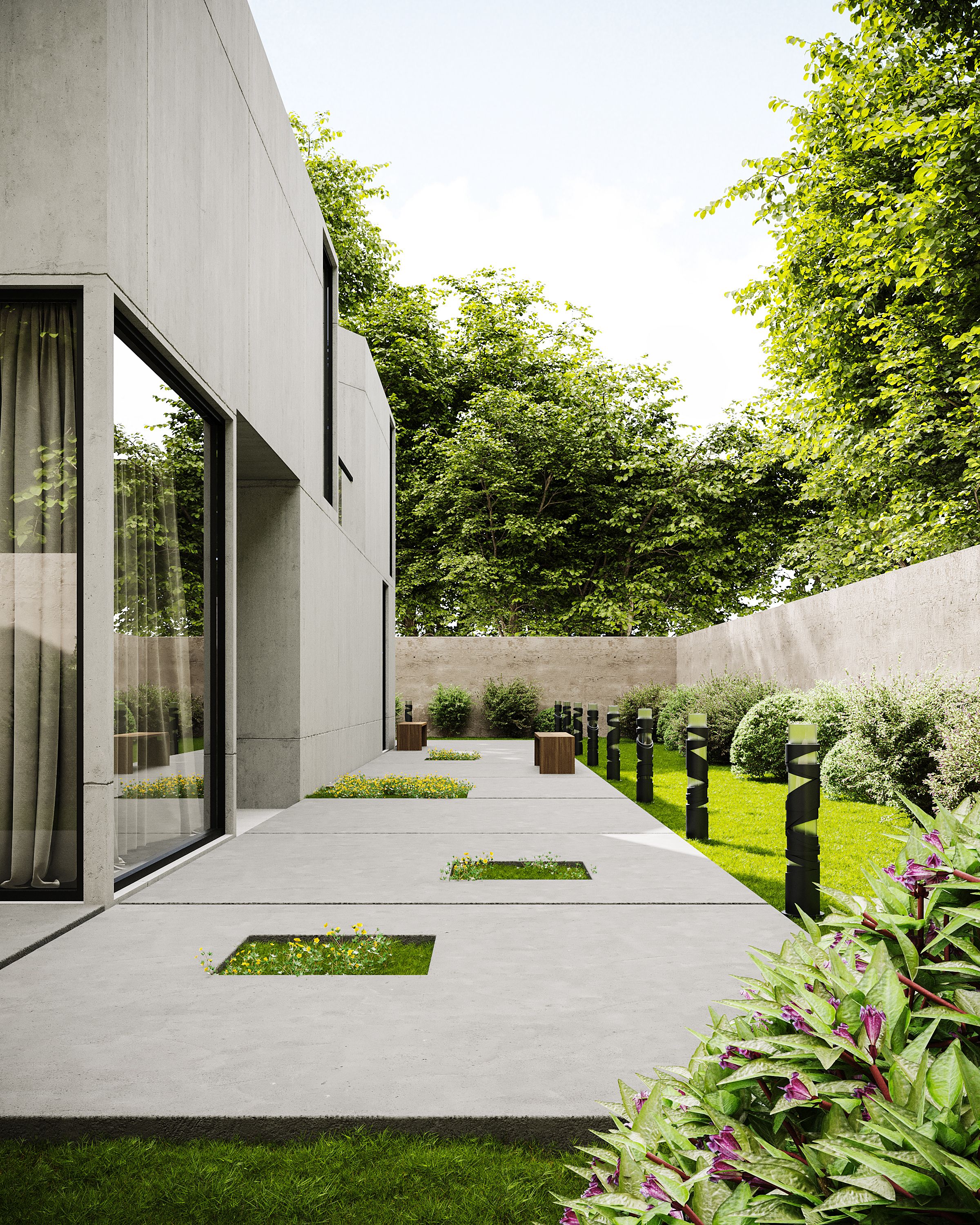 Jardin moderne entretenu par paysagiste Hush Garden quartier Saint-Just
